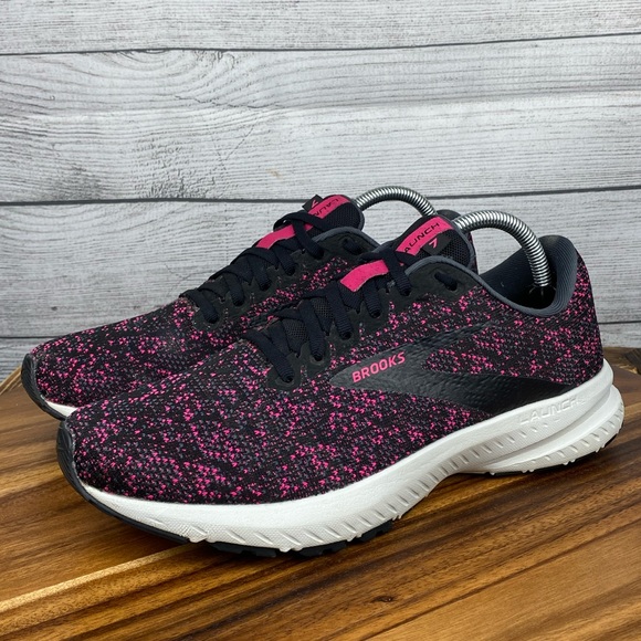Brooks Women’s Launch 7 Black Pink Running Shoe 1203221B083 Sneaker Size 10.5 - Picture 2 of 12